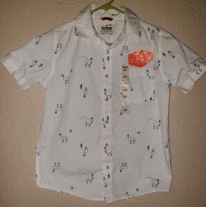 Kids White button down with Lama print